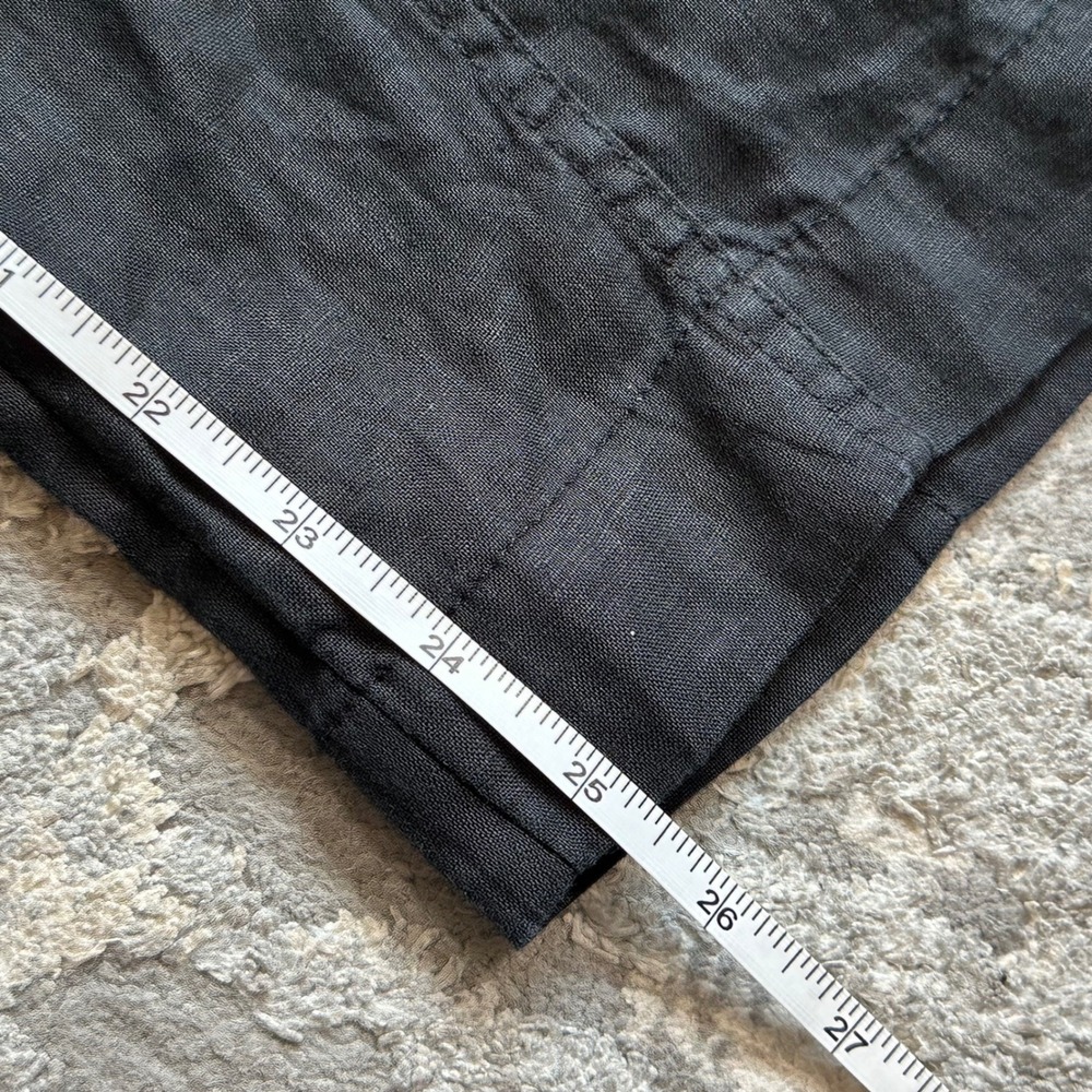 Athleta Cabo Linen Pant Black Straight Leg Drawstring Ankle Trousers M/P 851027 - Picture 8 of 11